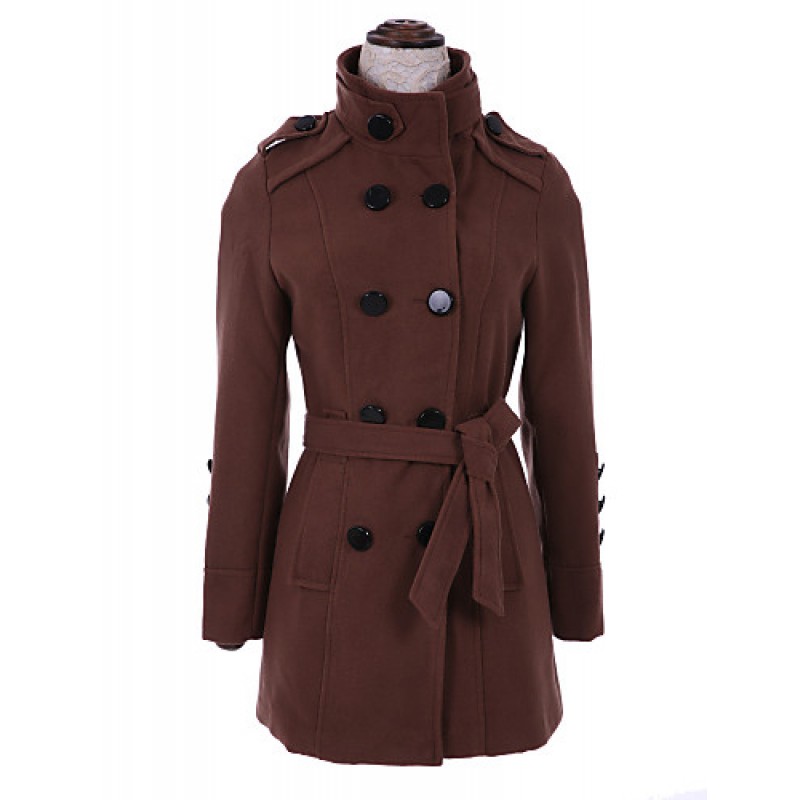 New WomenWoolen Coat Winter Slim Double Breasted Overcoat Winter Coats Long Outerwear for Women