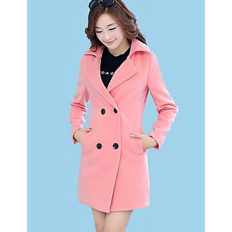 Women's Coat,Solid Long Sleeve Winter Pink / Red /...