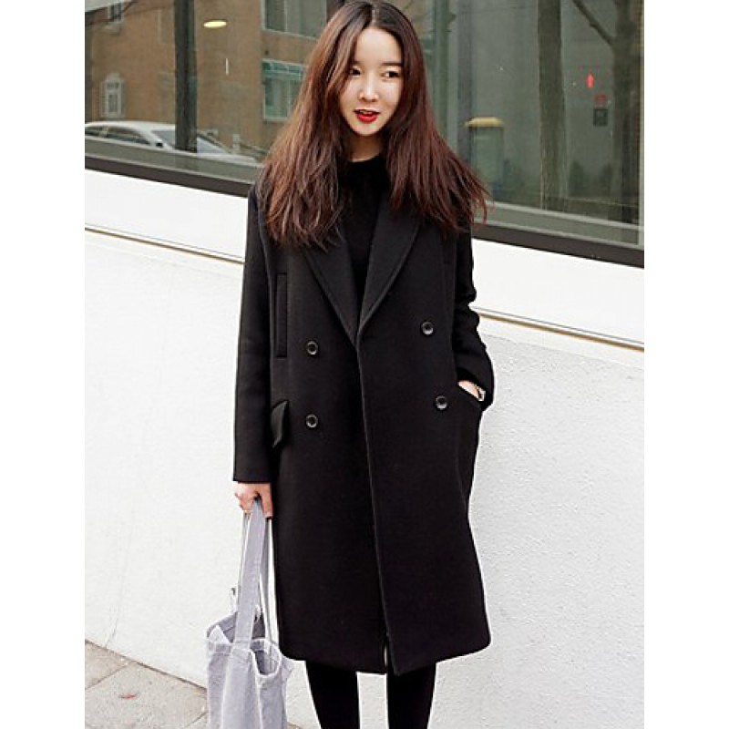 Women's Casual/Daily Simple Coat,Solid Notch Lapel...