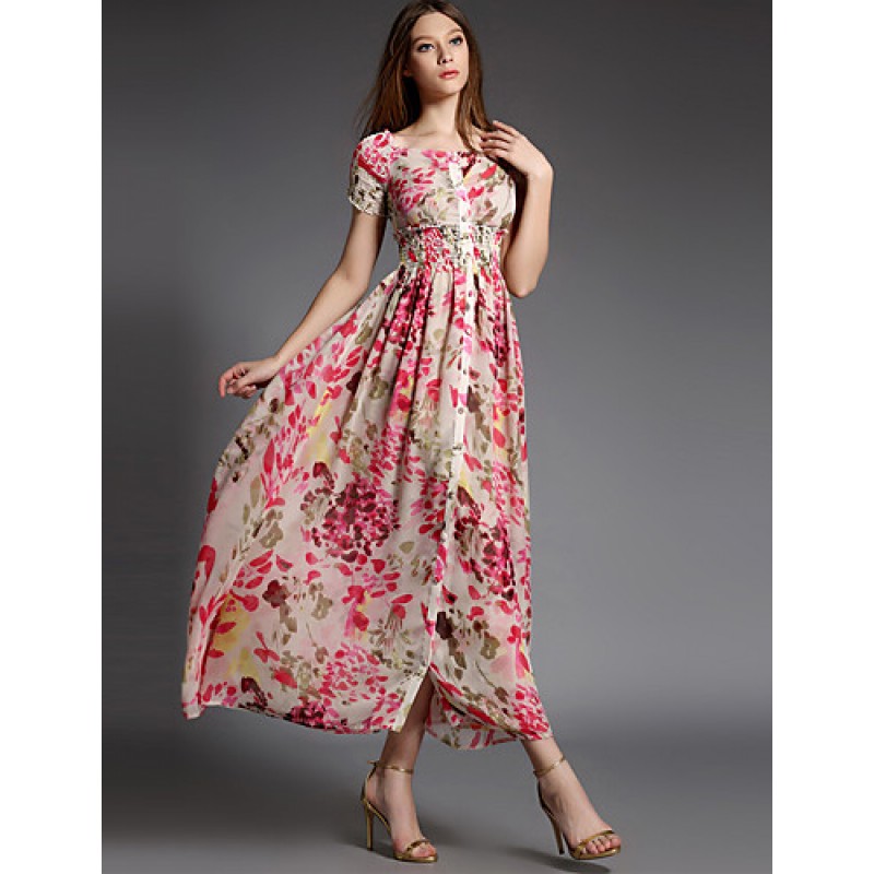 Women's Party/Cocktail Boho A Line Dress,Floral Sq...