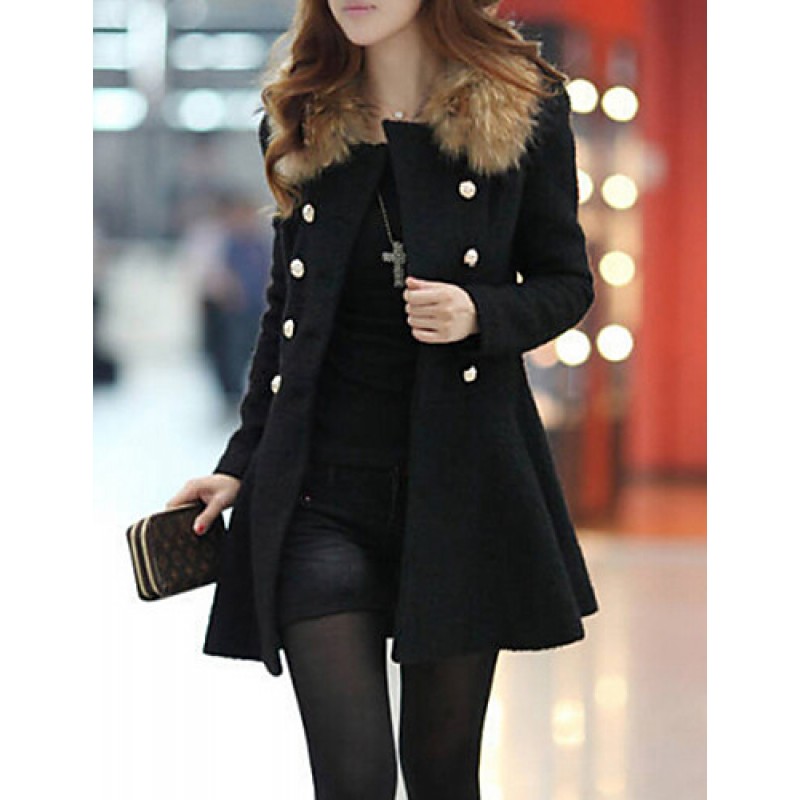 Women's Vintage Coat,Solid Shirt Collar Long Sleev...