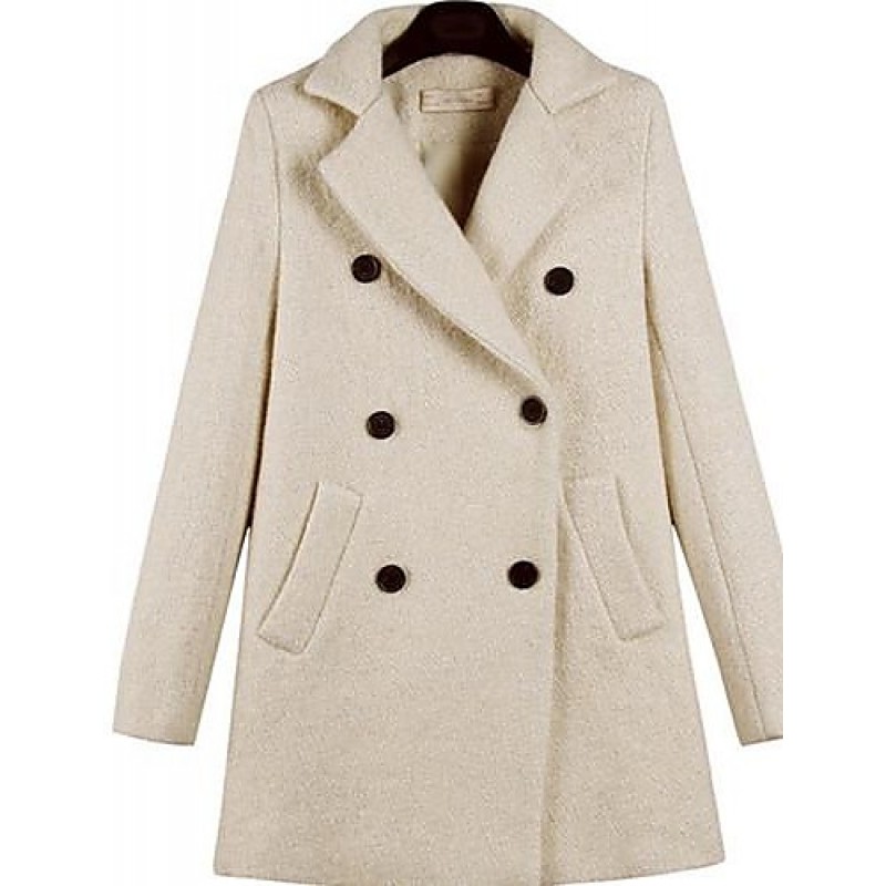 Women's Plus Size Coat,Solid Long Sleeve Winter Beige Thick