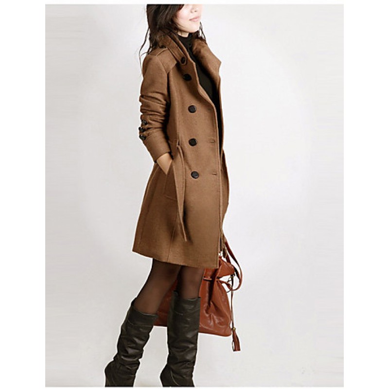 New WomenWoolen Coat Winter Slim Double Breasted Overcoat Winter Coats Long Outerwear for Women