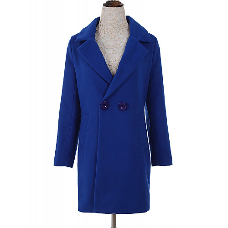 Women's Plus Size Coat,Solid Asymmetrical Long Sleeve Winter Blue / Black / Yellow Others Medium