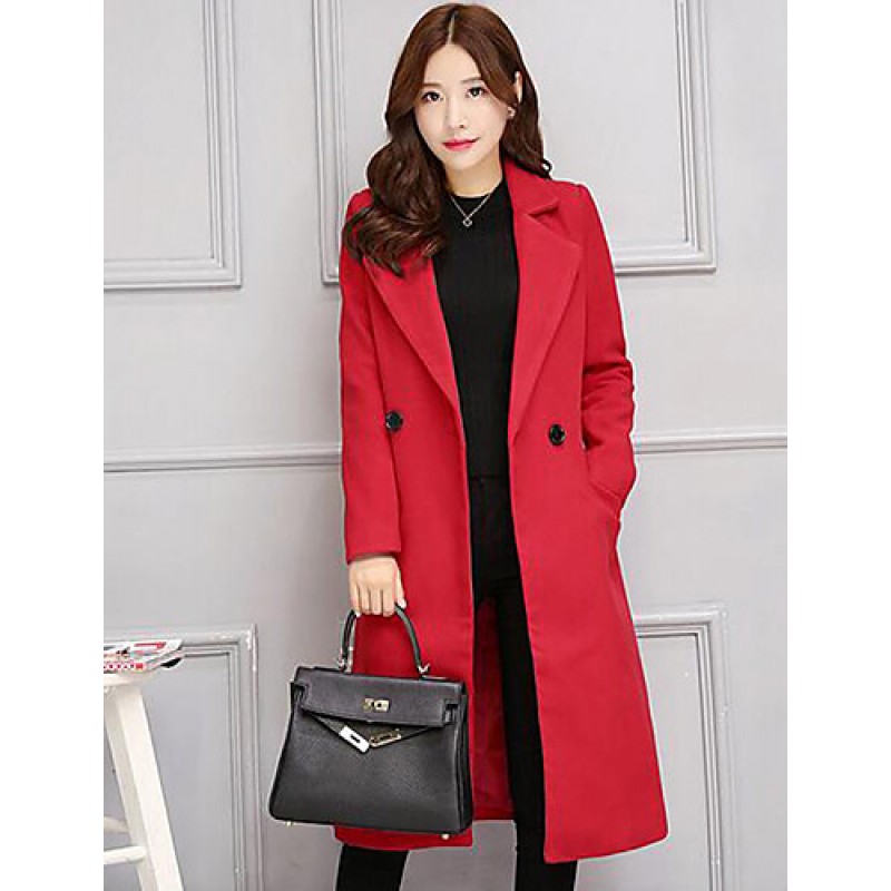 Women's Casual/Daily Simple Slim Large Size Coat,S...